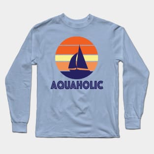 Aquaholic Boating and Fishing Print Long Sleeve T-Shirt